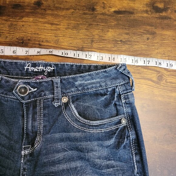 Amethyst Jeans Size 11 Flare Low Rise Button Flap Thick Stitch Stretch Western - Picture 5 of 10